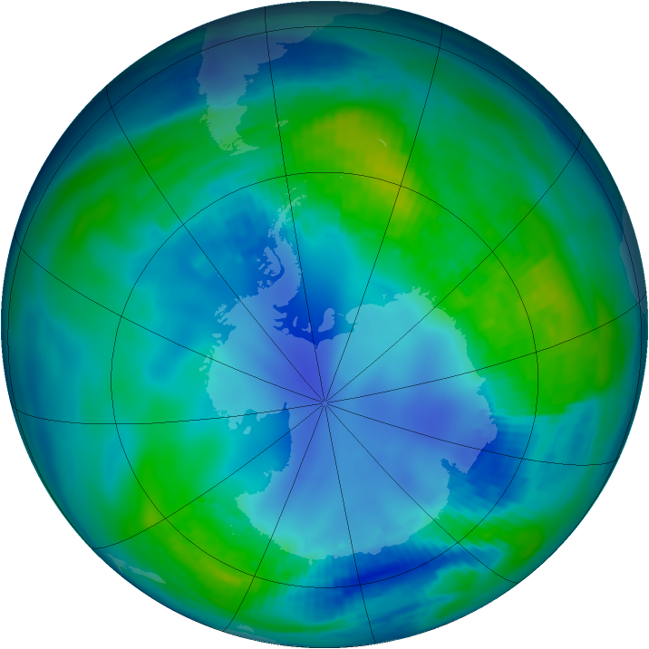 Antarctic ozone map for 30 April 1986